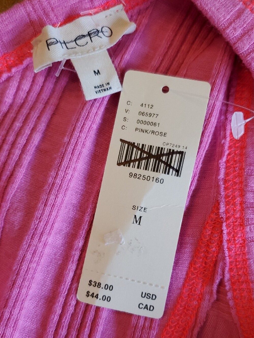 Pilcro Pink Ribbed One-Shoulder Tank - Picture 2 of 5
